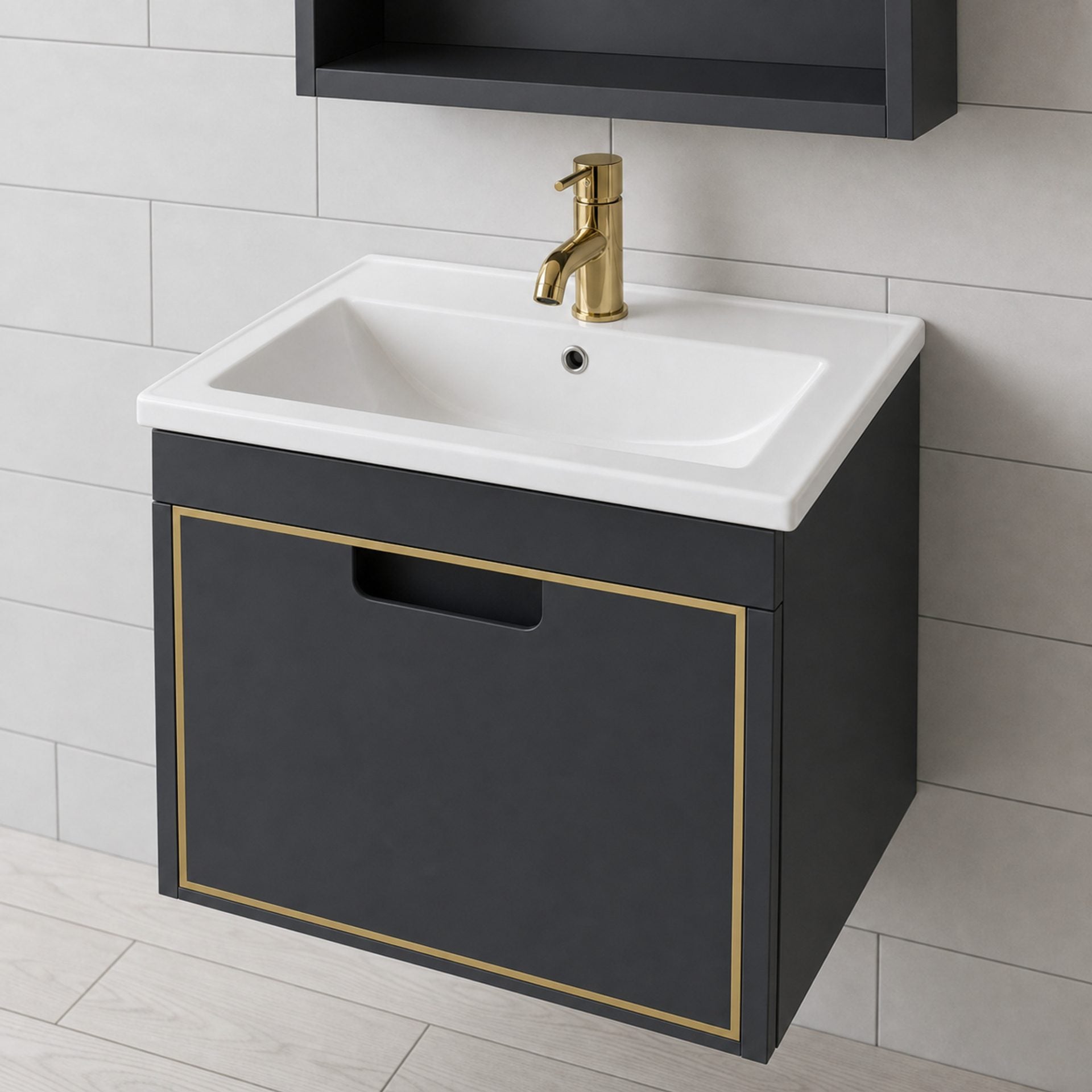 Set Mobilier fara oglinda Baie, Negru, PVC, T346/40