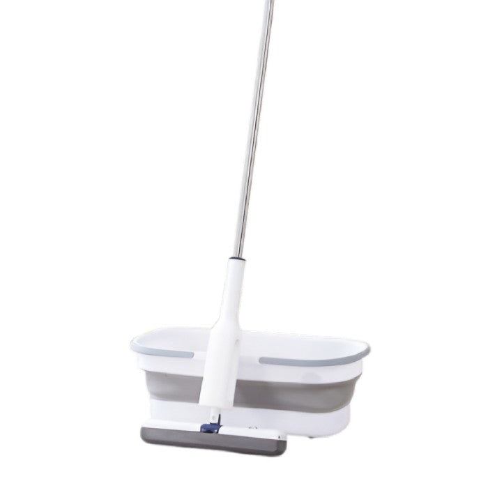 Set Mop Telescopic cu Galeata Pliabila, Gri, 32 cm, Maner Reglabil 140 cm, Sistem de Stoarcere Usor si Eficient