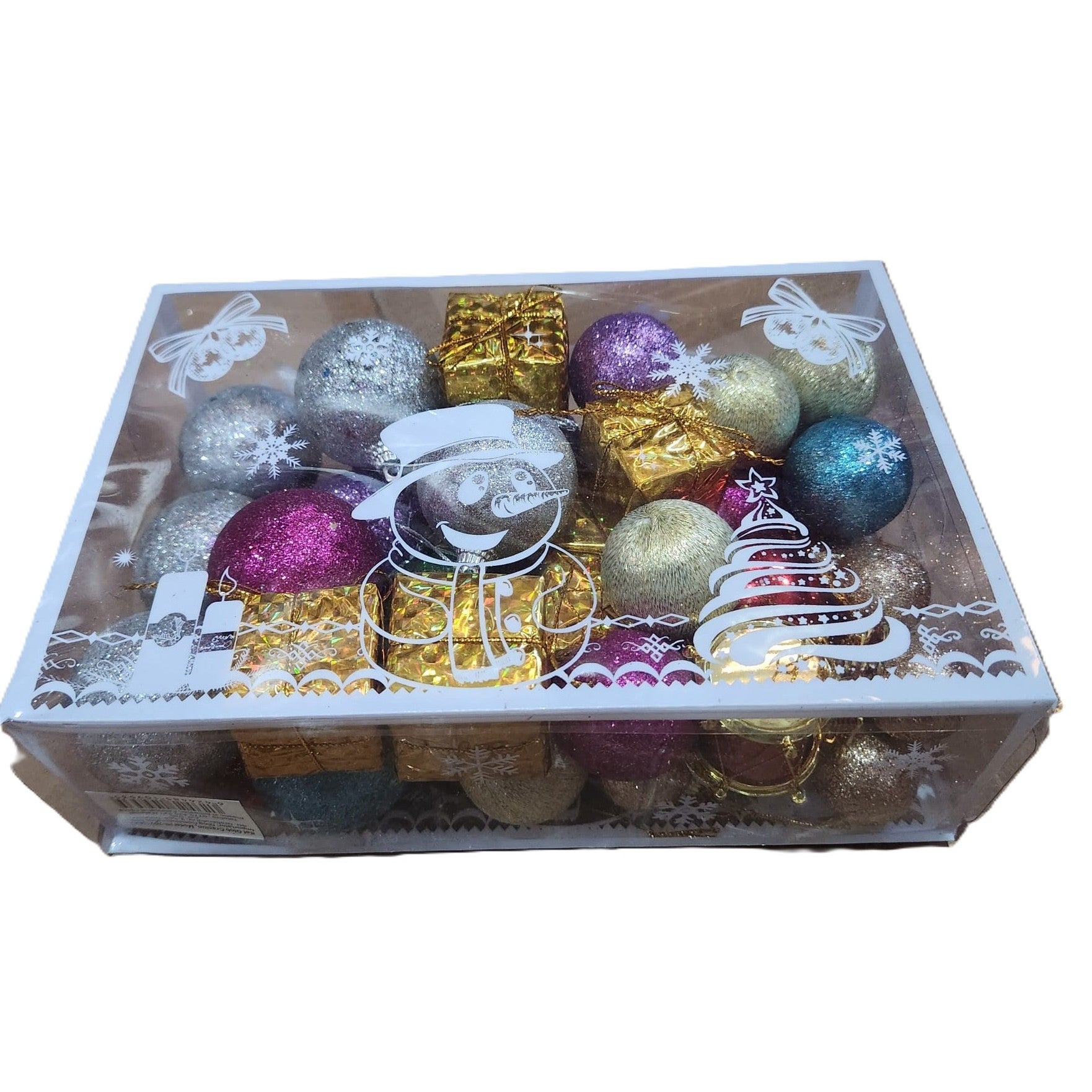 Set 45 Globuri de Craciun, pentru Brad, Model 2, cu Glitter, Lucioase, Multicolor
