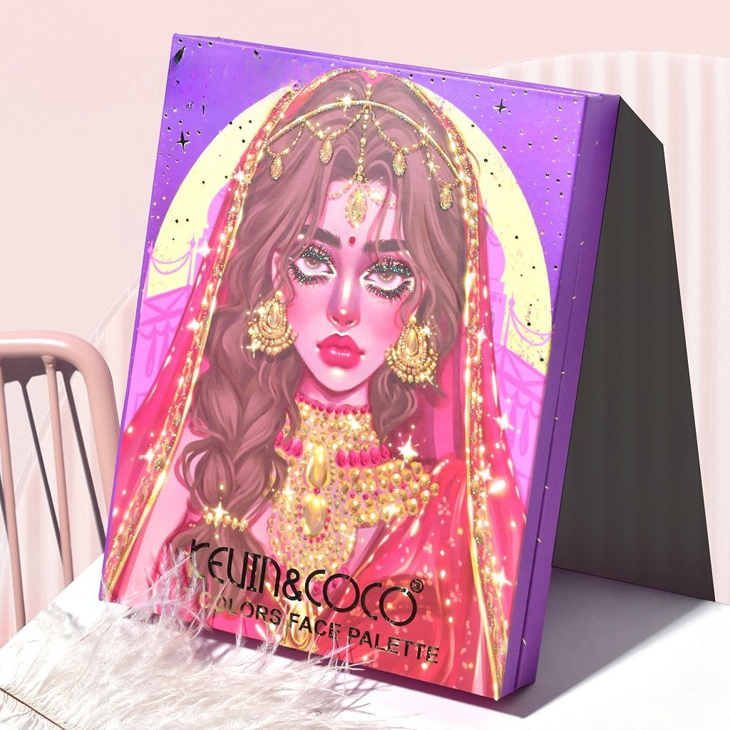 Paleta de Machiaj, KEVIN &amp; COCO, Girl Power, Fard de Pleoape, Iluminator, Blush Cremos, 117 culori, 19 x 14.8 x 3.4 cm