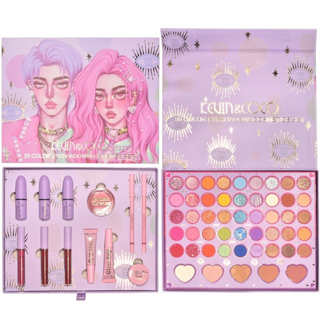 Set 13 Produse de Machiaj, KEVIN & COCO, Moonlight, 50 culori, 29 x 23 cm