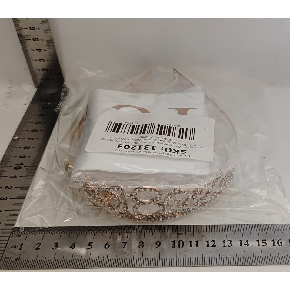 Set 2 Piese pentru Majorat, 15 x 13 x 5 cm, Coronita Printesa Rose si Panglica 18&amp;Fabulous, Alb