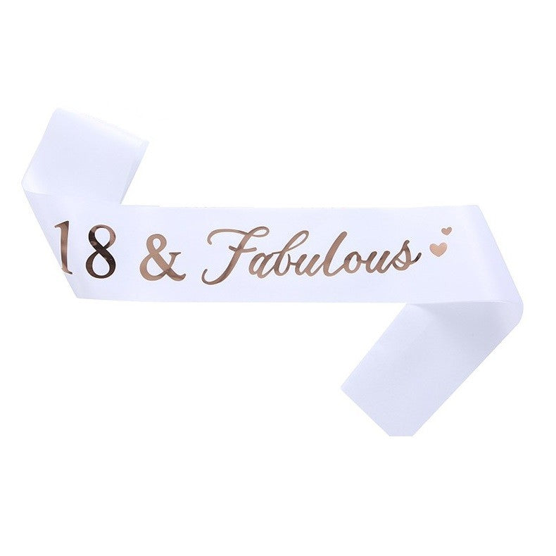Set 2 Piese pentru Majorat, 15 x 13 x 5 cm, Coronita Printesa Rose si Panglica 18&amp;Fabulous, Alb