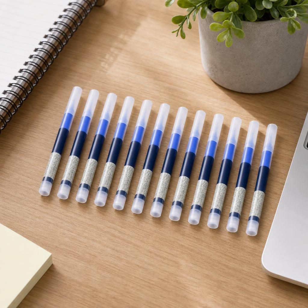 Set Pixuri Profesionale cu Bila, pe Baza de Apa Set 12 bucati, Varf Ascutit de 0.5 mm, Pentru Scoala sau Birou, Albastru