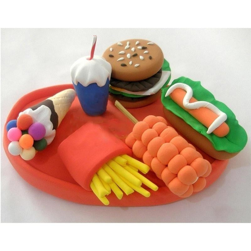 Set Plastilina inteligenta, modelatoare Magicul Clay, 12 pungi / set, multicolora, accesorii modelare incluse