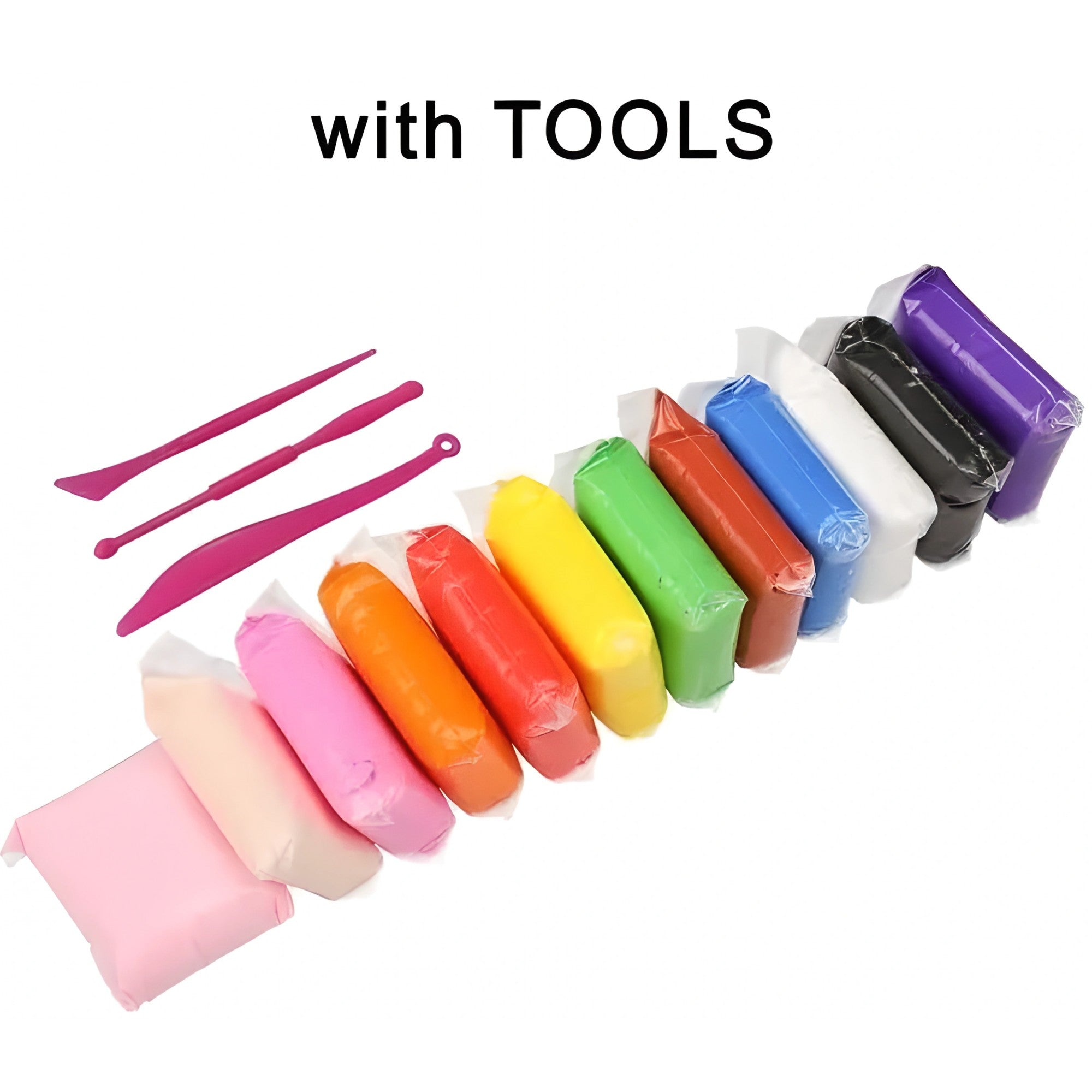 Set Plastilina inteligenta, modelatoare Magicul Clay, 12 pungi / set, multicolora, accesorii modelare incluse