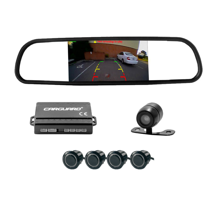 Set senzori de parcare cu camera video și ecran în oglindă retrovizoare CarGuard SP010