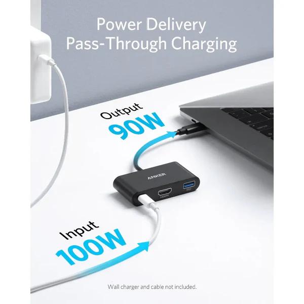 DOCKING Station Anker 3-in-1, porturi: HDMI (M) 4K 30Hz, USB 3.2 gen 1, PD 100W, , conectare prin USB Type-C (T), rata transfer 5 Gbps, ABS, gri, "A8339HA1" - 0194644023157