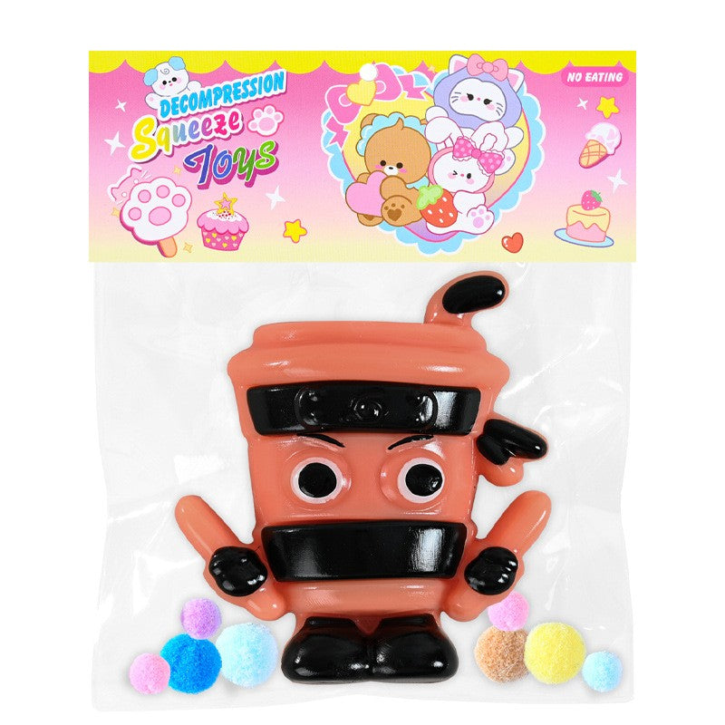 Jucarie Antistres Squishy, Model Cappuccino Assassino, cu Revenire Lenta, din TPR, 12 x 11 x 3 cm, Multicolor