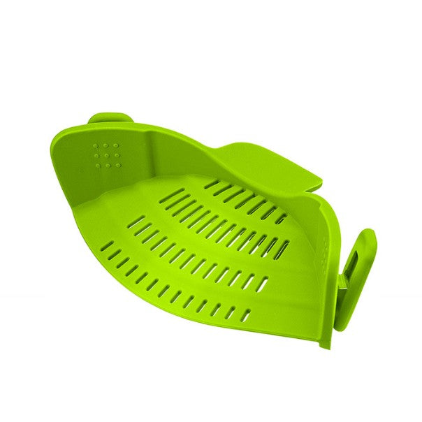 Strecurator Filtru pentru Vase, din Silicon Rezistent la Temperaturi Inalte, Universal, Paste, Legume, Fructe, 23x12.5x6.7 cm Verde