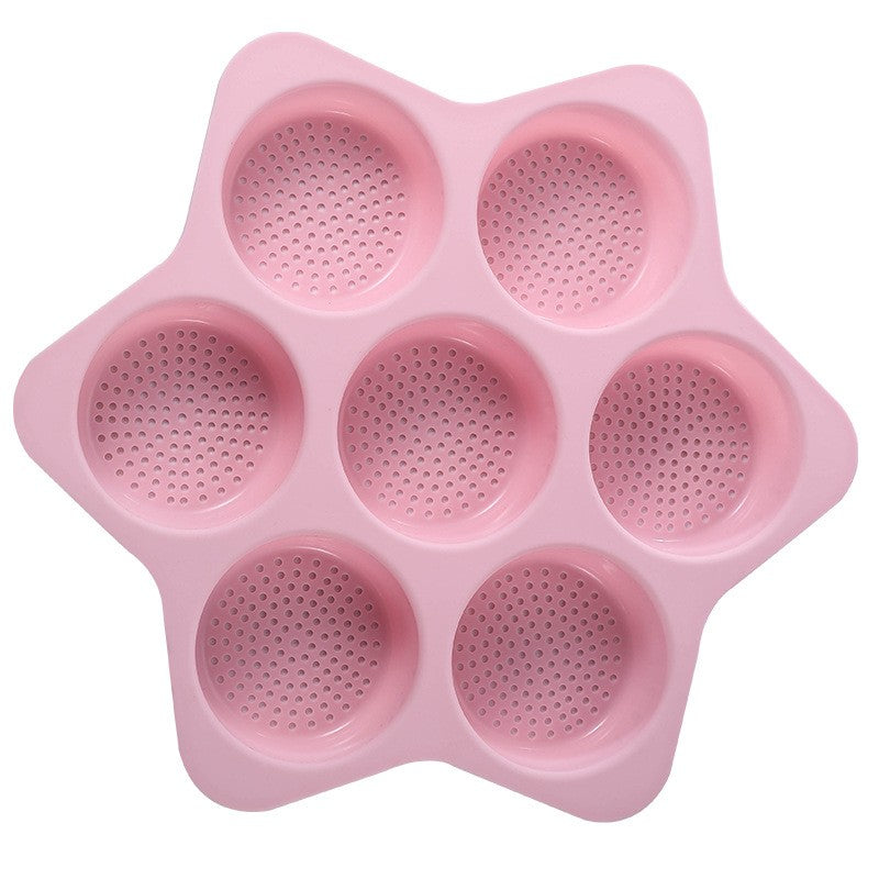 Forme de Silicon pentru Copt, 7 Forme Rotiunde, pentru Burgeri si Prajituri, 38.5 x 4 cm, Roz
