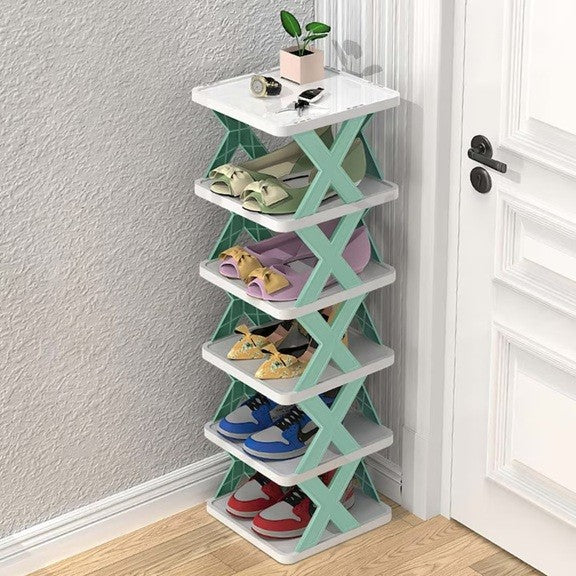 Organizator de Pantofi, Flippy, 5 Straturi, din ABS, Suport Modular, 65.5 x 24 x 26 cm, Turcoaz