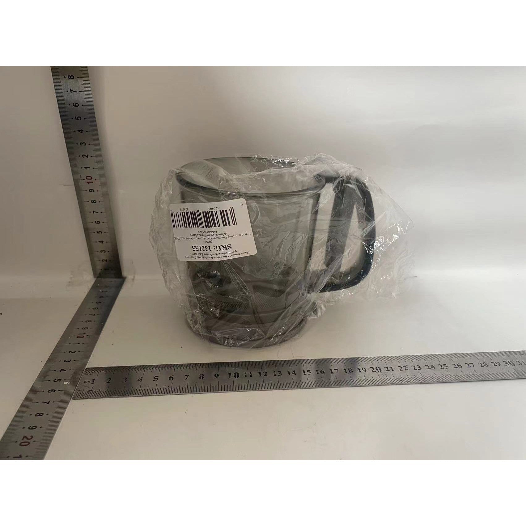 Sita Cernator Manual de Faina Portabila, din Plastic, cu Maner, Strat Dublu, 15 x 12 x 11 cm, Transparent Gri Inchis