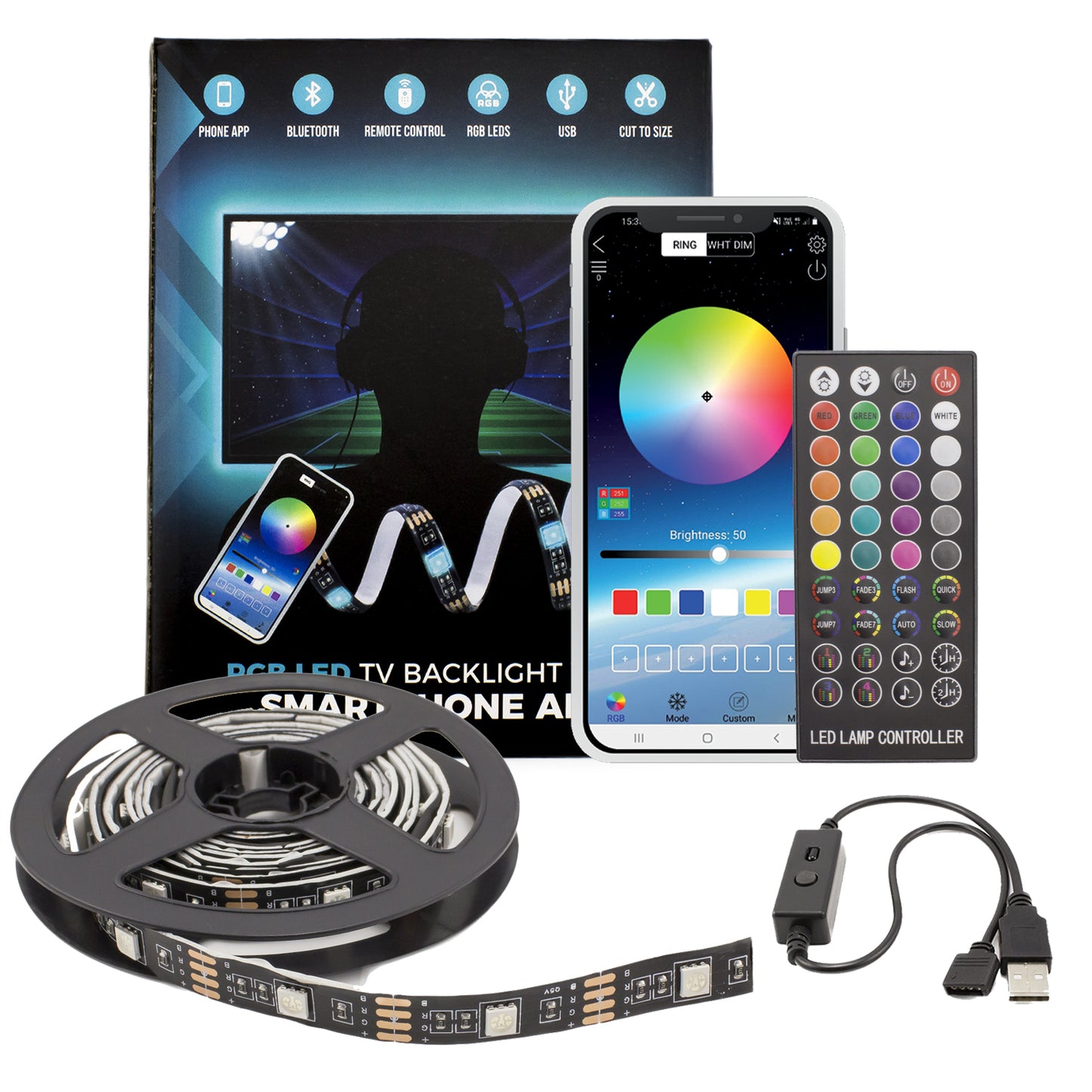 Banda LED SMART -  pentru iluminare fundal TV, 50”-65” - SunShine