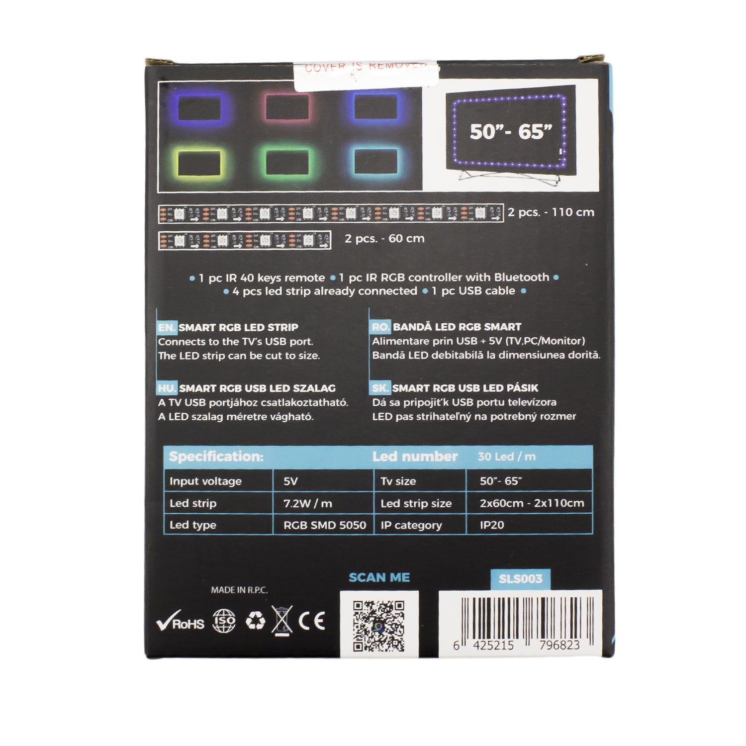 Banda LED SMART -  pentru iluminare fundal TV, 50”-65” - SunShine