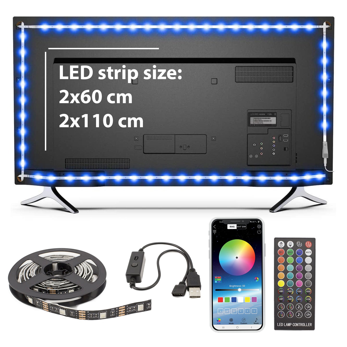 Banda LED SMART -  pentru iluminare fundal TV, 50”-65” - SunShine