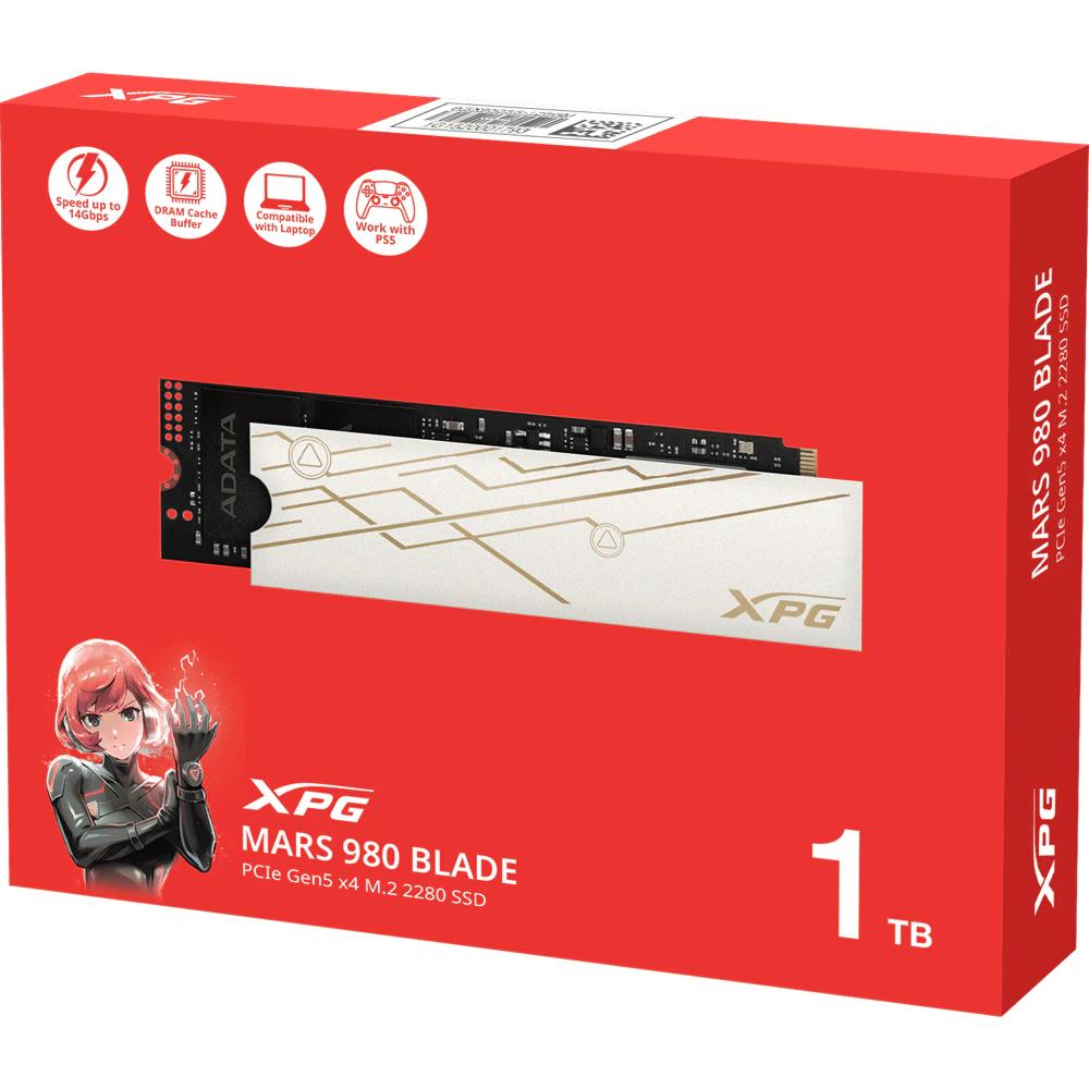 SSD ADATA Mars 980 Blade, 1 TB, M.2 2280, PCIe Gen 5 x 4, NVMe, R/W speed 14000MBs/10000MBs "SMAR-980B-1TCS"