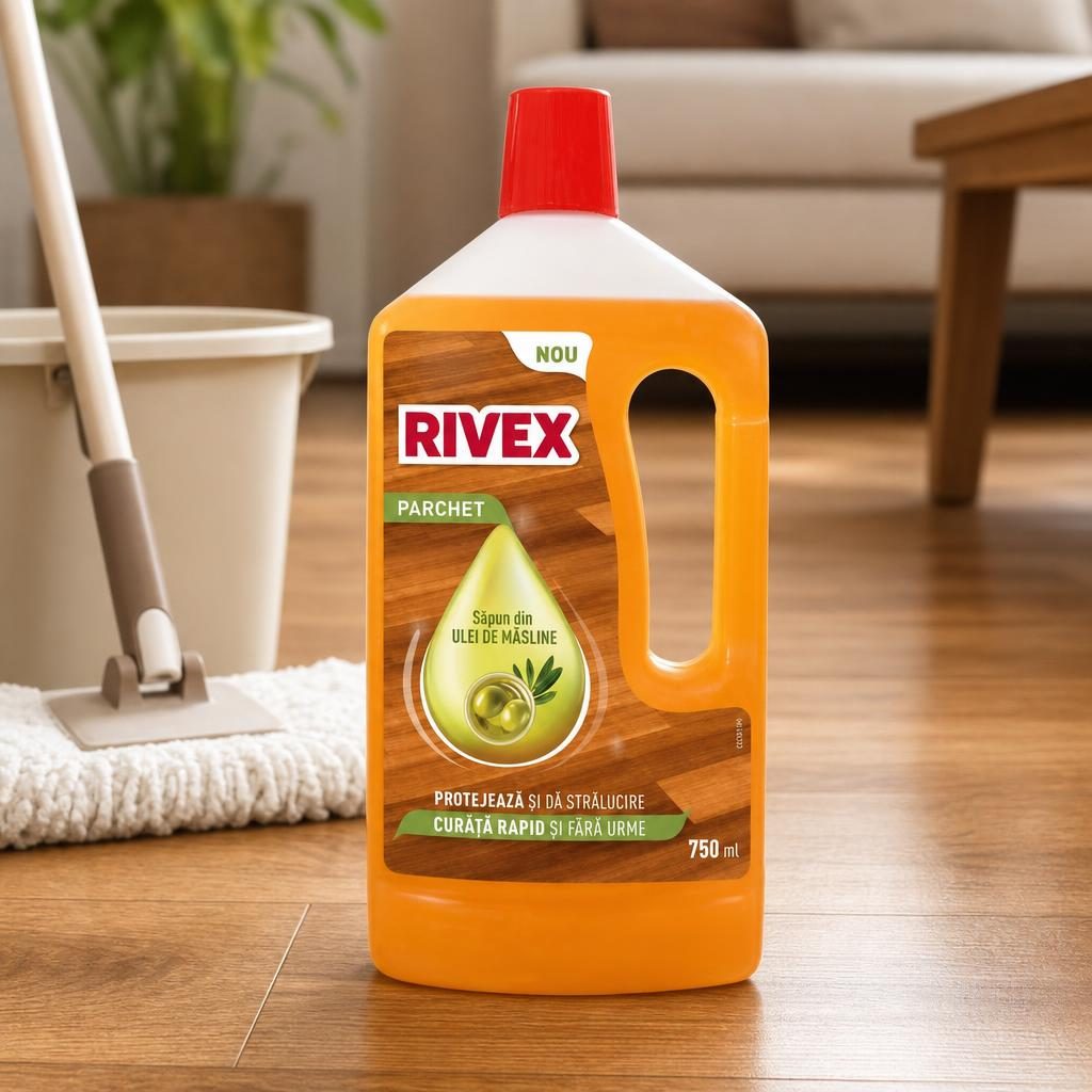 Detergent Lichid pentru Parchet, Rivex, Solutie pentru Parchet, 750 ml, Formula Ulei Masline