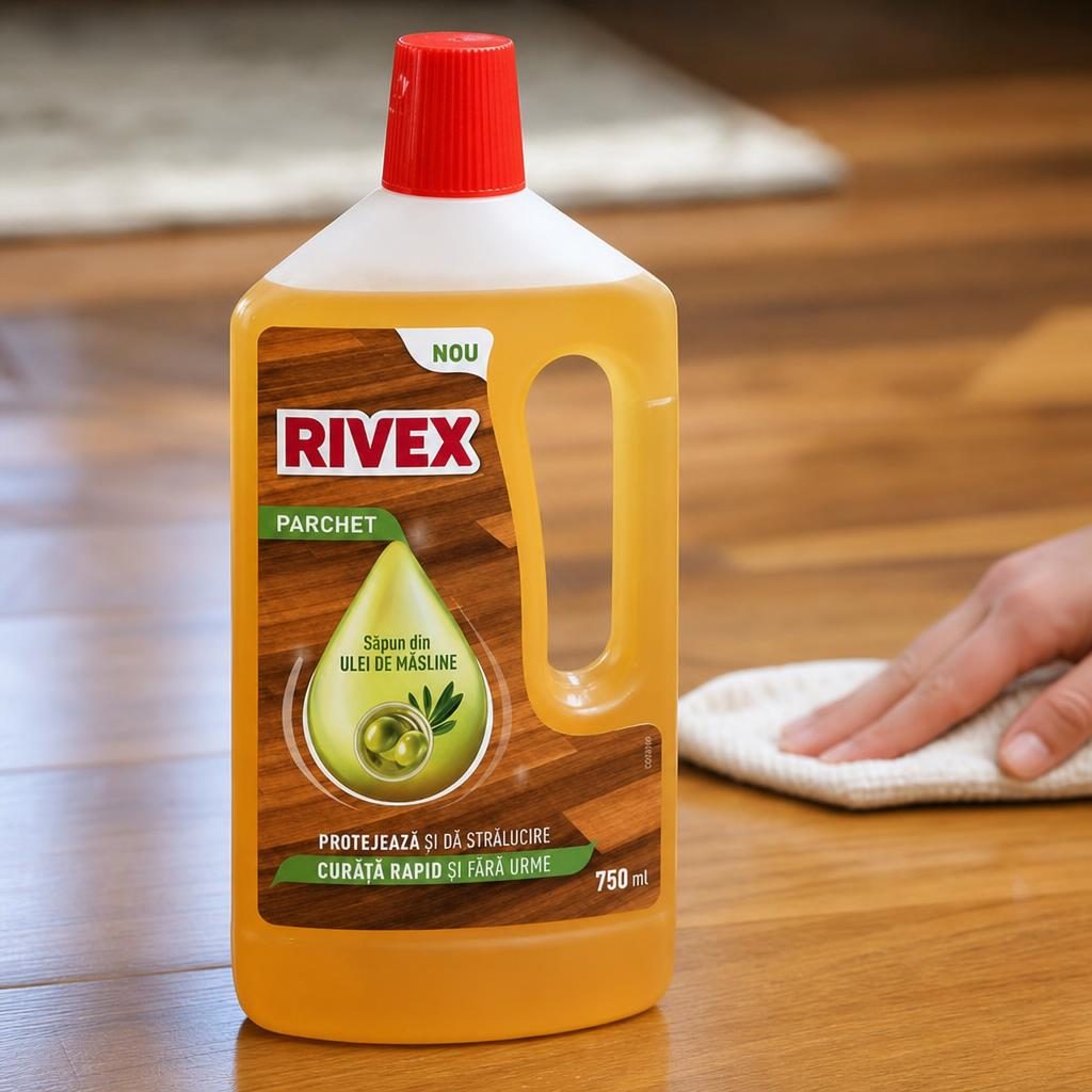 Detergent Lichid pentru Parchet, Rivex, Solutie pentru Parchet, 750 ml, Formula Ulei Masline