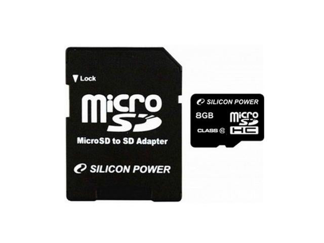 Card memorie Silicon Power memory card Micro SDHC 8GB Class 10 +Adapter "SP008GBSTH010V10SP"