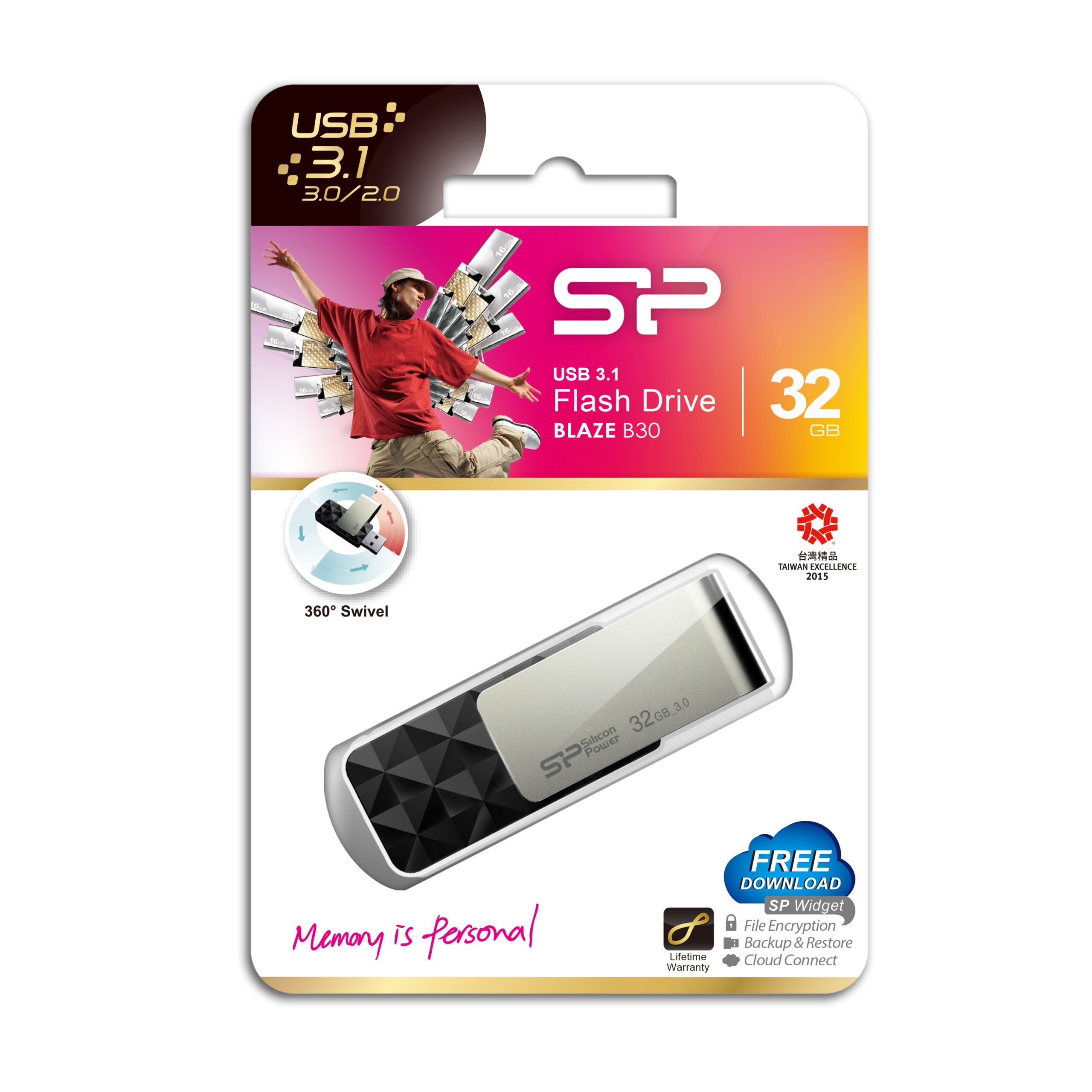 Memorie USB USB Blaze B30 32GB USB 3.0 Black "SP032GBUF3B30V1K"