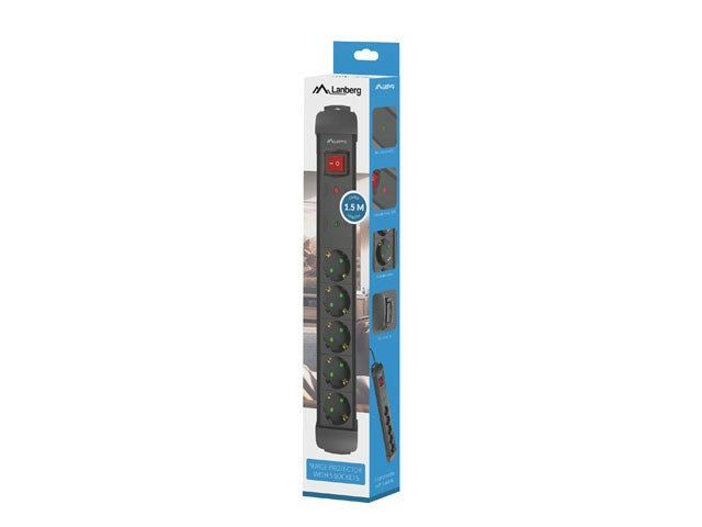 Prelungitor Lanberg SP1, 1.5m 5 prize ng "SP1-05F-0150-BK"