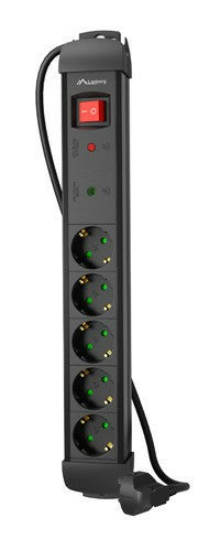 Prelungitor Lanberg SP1, 5m, 5 prize, ng "SP1-05F-0500-BK"