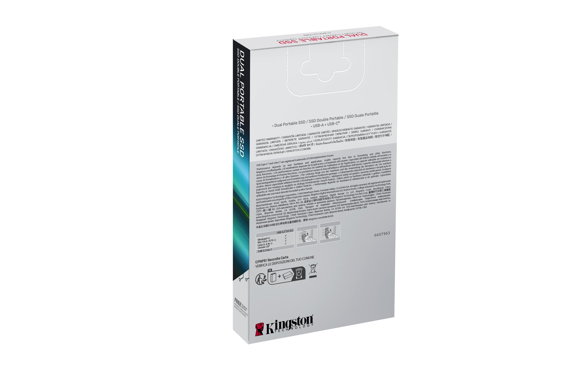 KINGSTON 512GB Dual USB-A/C Portable SSD Up to 1050MB/s USB 3.2 Gen 2 "SPSD/512GB"