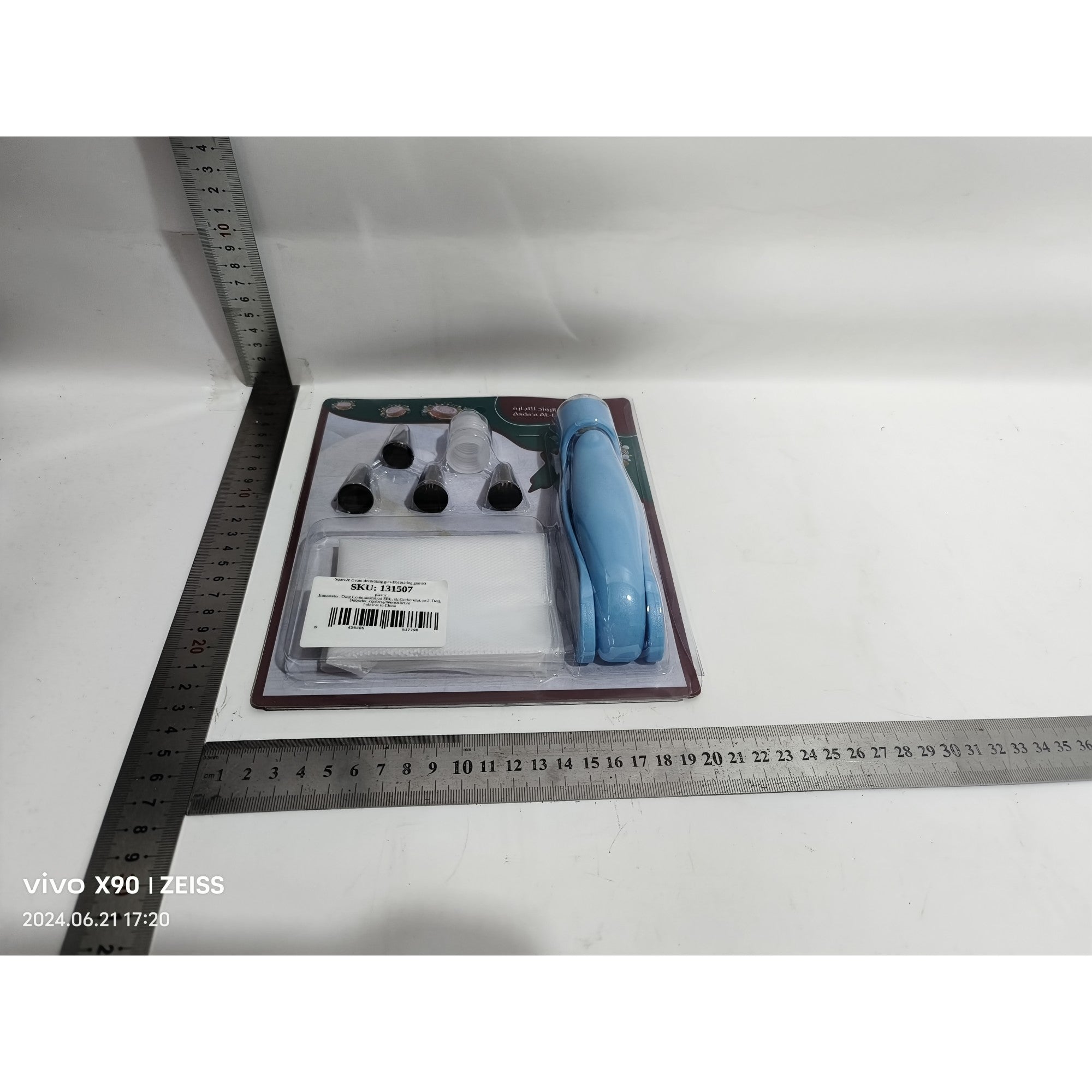 Set Accesorii Decorare Prajituri si Torturi, 5 Capete pentru Modele, 21.7x18.8 cm, Ustensila Manuala pentru Ornare, Albastru