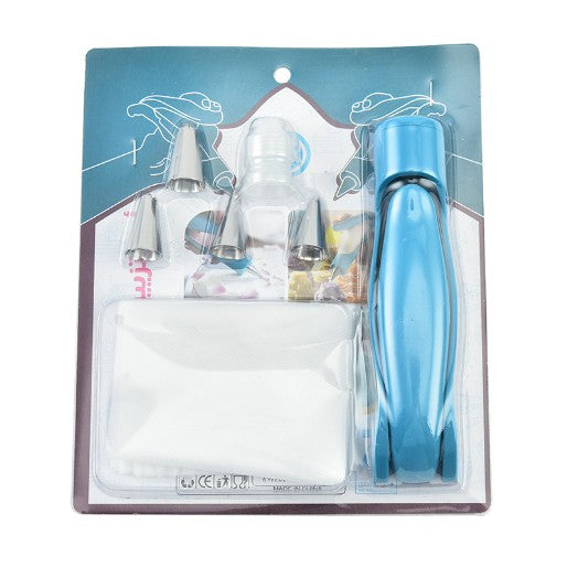 Set Accesorii Decorare Prajituri si Torturi, 5 Capete pentru Modele, 21.7x18.8 cm, Ustensila Manuala pentru Ornare, Albastru