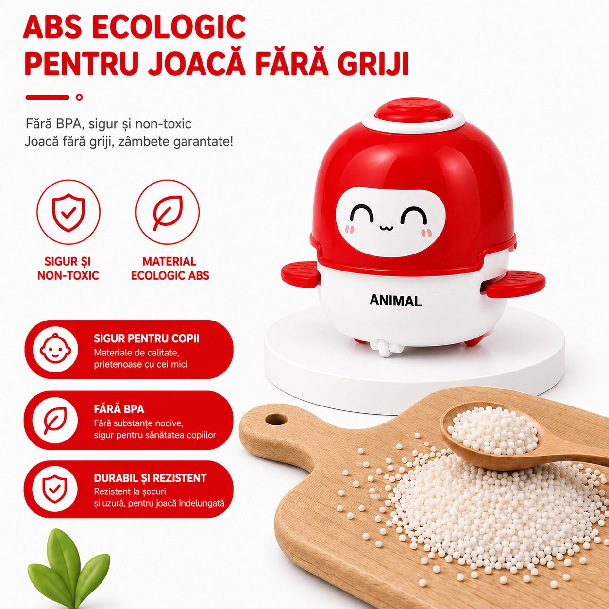 Jucarie Interactiva cu Inertie, Model Animalut, Sunete si Lumini, pentru Copii 1-3 Ani, Rosu