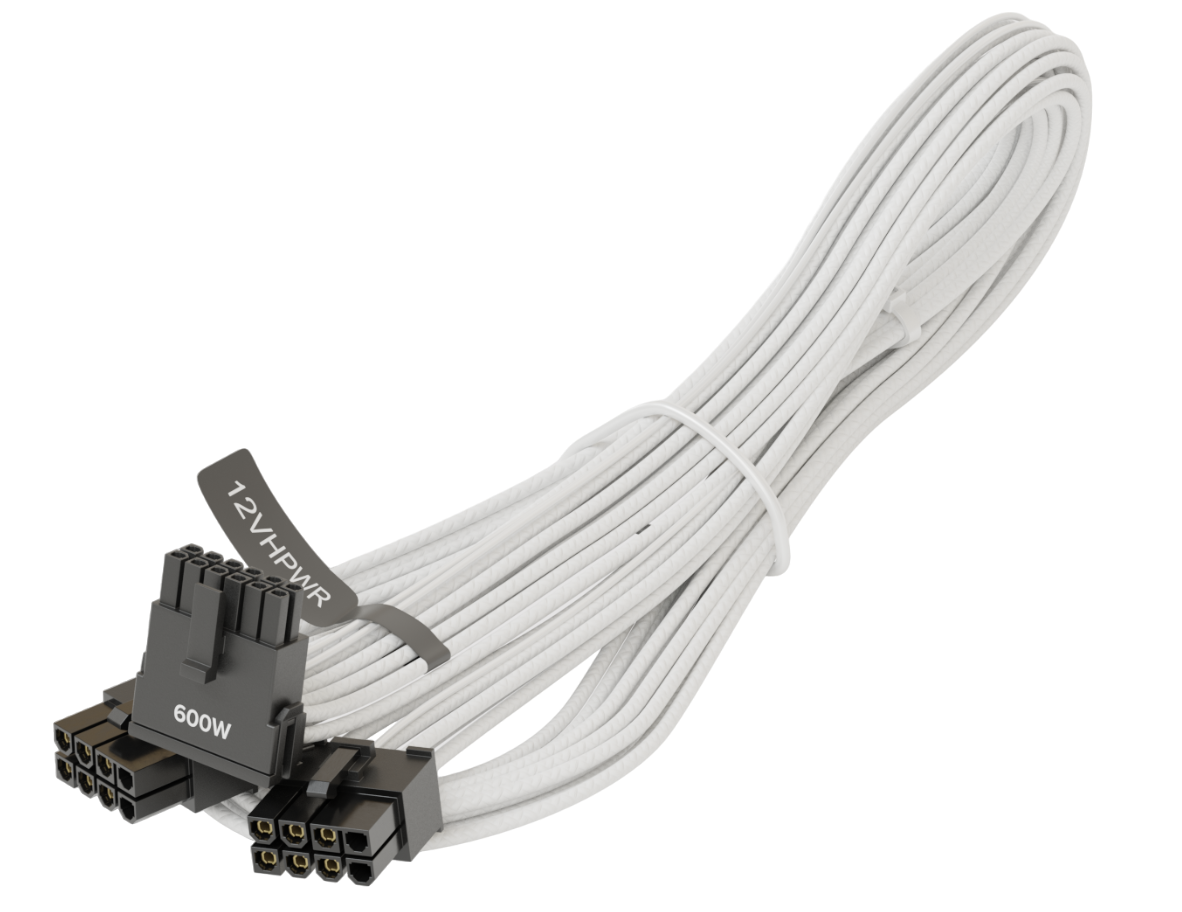 Seasonic 12VHPWR, SS2x8P conectori unghi 90 grade, 600W, PCIe 5.0, Alb "SS2X8P-12VHPWR-600W-90-WHITE"