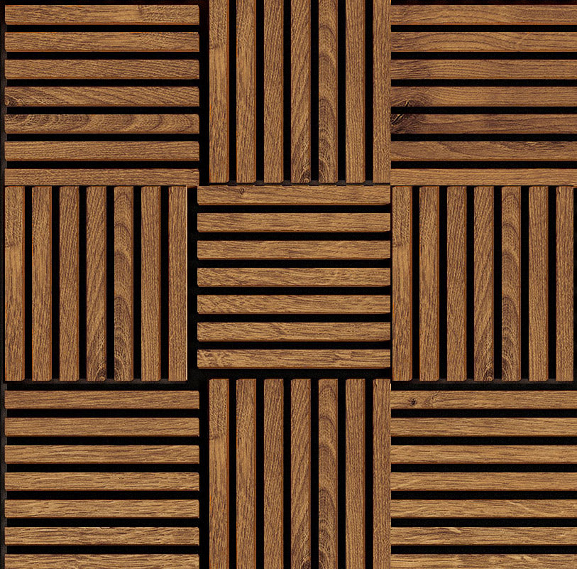 Modul riflaj MDF decorativ LDA PREMIUM de tip panou acustic, Stejar Royal, 30x30 cm