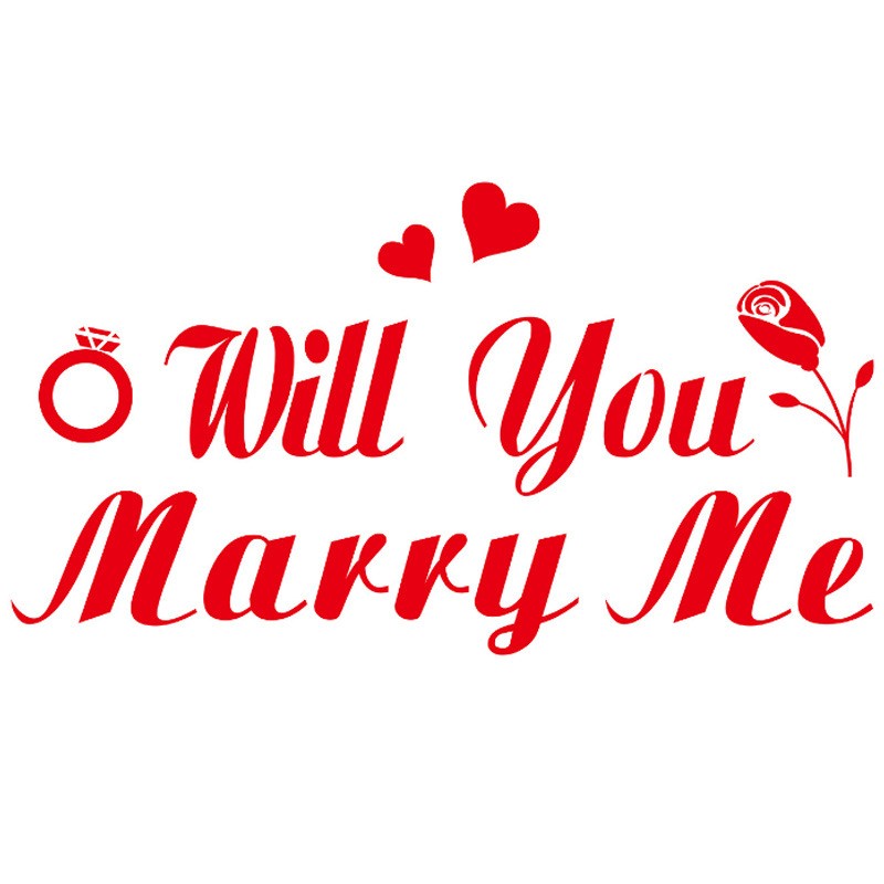 Sticker Autocolant, Tematica Nunta, Model Scris Will You Marry Me, 21x29 cm, Rosu