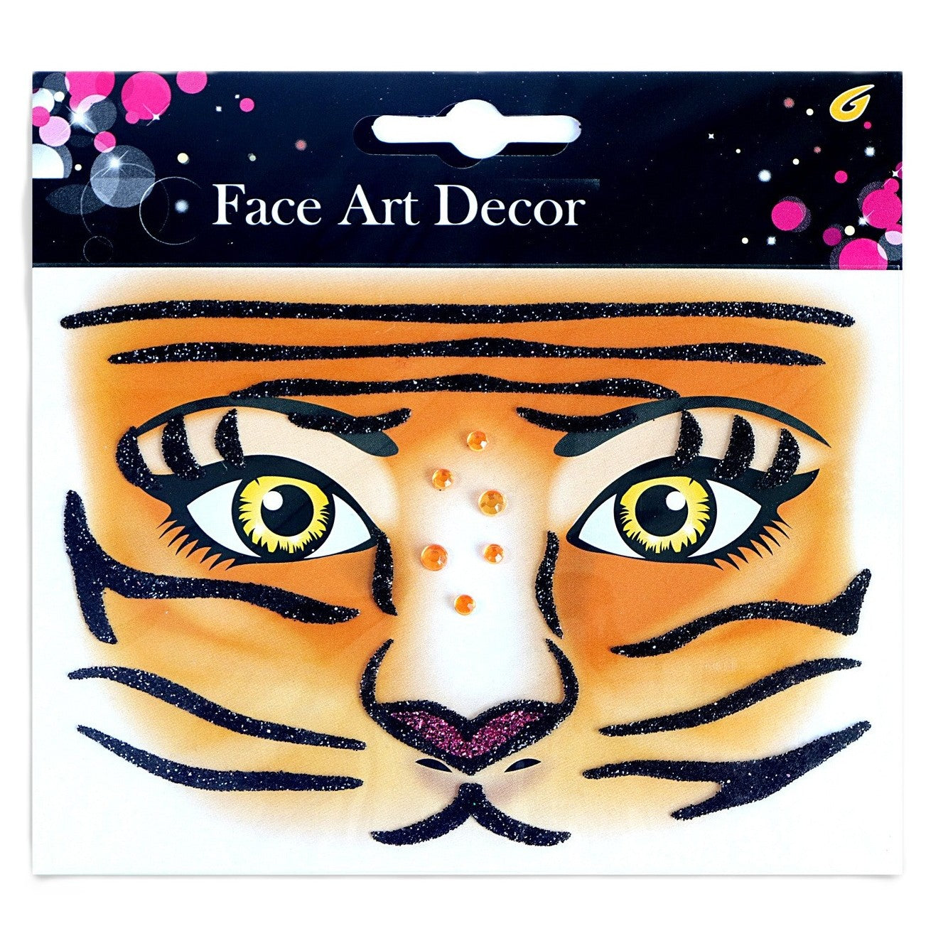 Sticker Temporar pentru Fata, pentru Machiaj, Face Art, Halloween, Teatru, Model Tigru, Maro