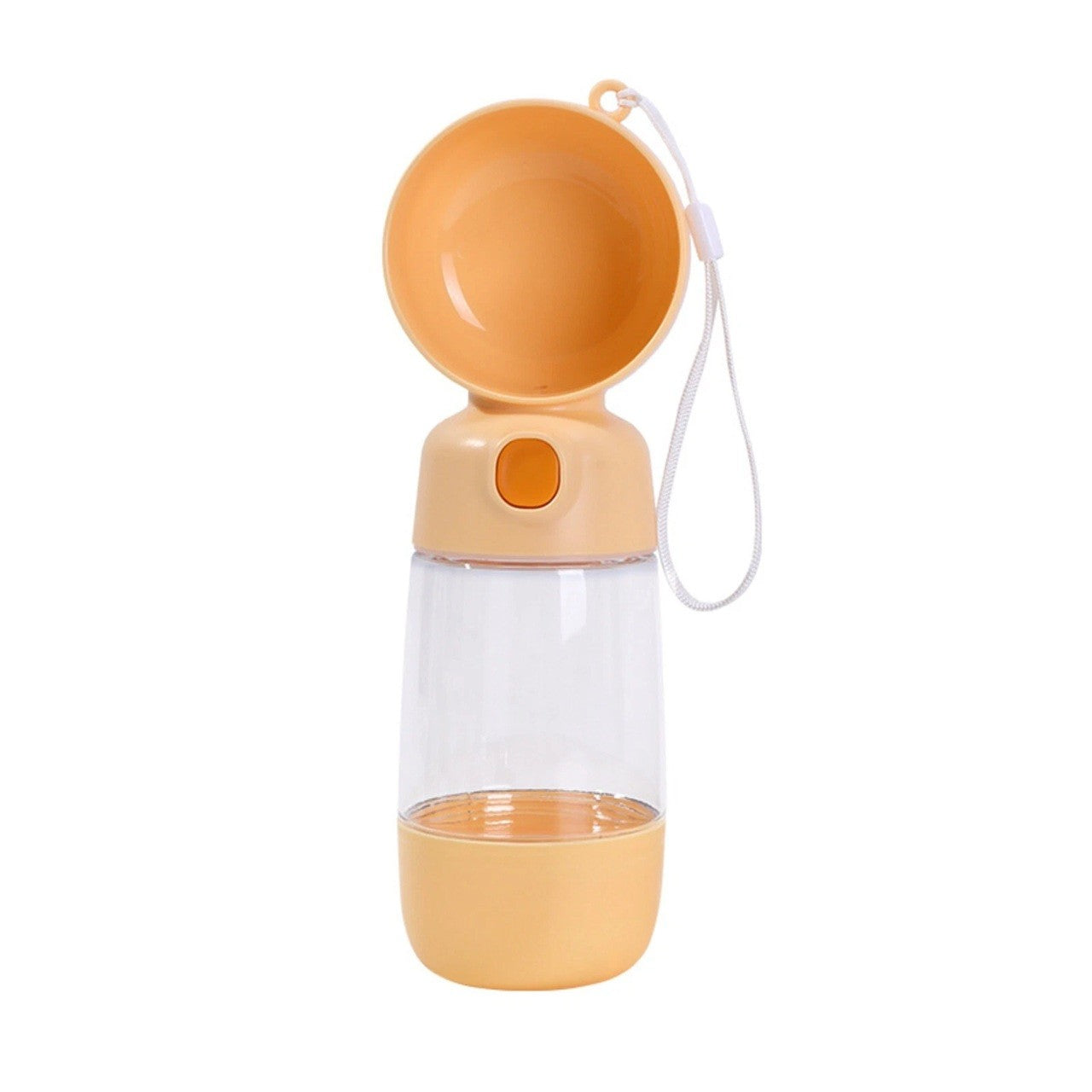 Sticla Animale, Portabila, pentru Hrana si Apa, din ABS, 400 ml/182 ml, 25.5 x 8 x 9 cm, Galben