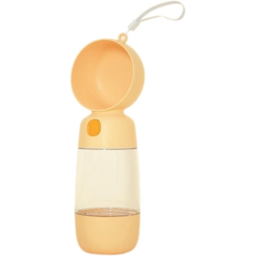 Sticla Animale, Portabila, pentru Hrana si Apa, din ABS, 400 ml/182 ml, 25.5 x 8 x 9 cm, Galben