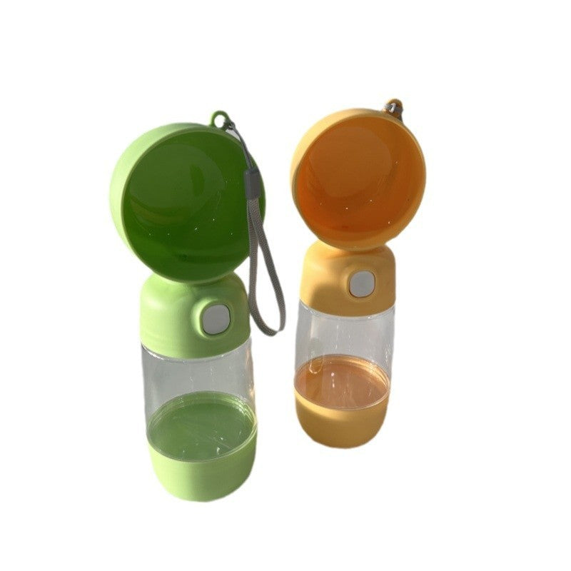 Sticla Animale, Portabila, pentru Hrana si Apa, din ABS, 400 ml/182 ml, 25.5 x 8 x 9 cm, Galben