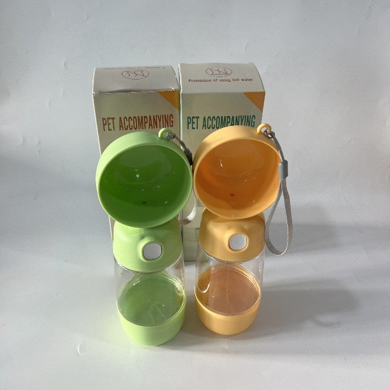 Sticla Animale, Portabila, pentru Hrana si Apa, din ABS, 400 ml/182 ml, 25.5 x 8 x 9 cm, Galben