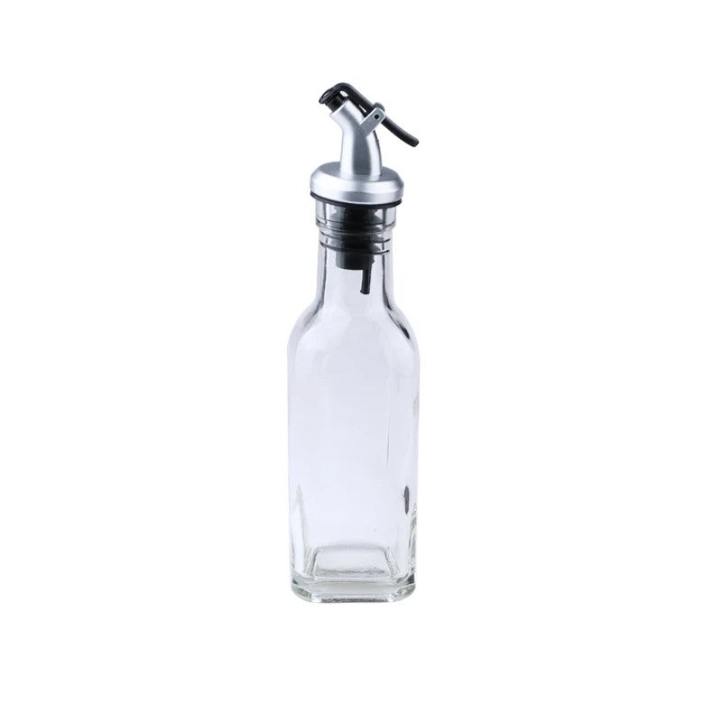 Sticla de Ulei de Masline, Flippy, Sticla etansa pentru Lichide de Bucatarie, Sticla pentru Uleiuri, Sosuri, Otet, Capac din Inox Dozator, 19.5 x 4.8 cm, volum 150 ml, Transparent
