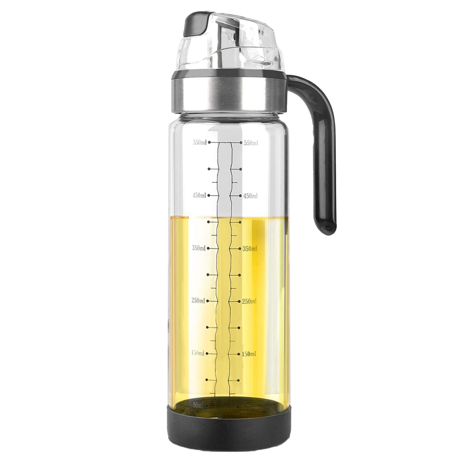 Sticla de ulei etansa cu deschidere inchidere, Dispenser de ulei de bucatarie, Sos de soia, Otet, 500 ml, Transparent