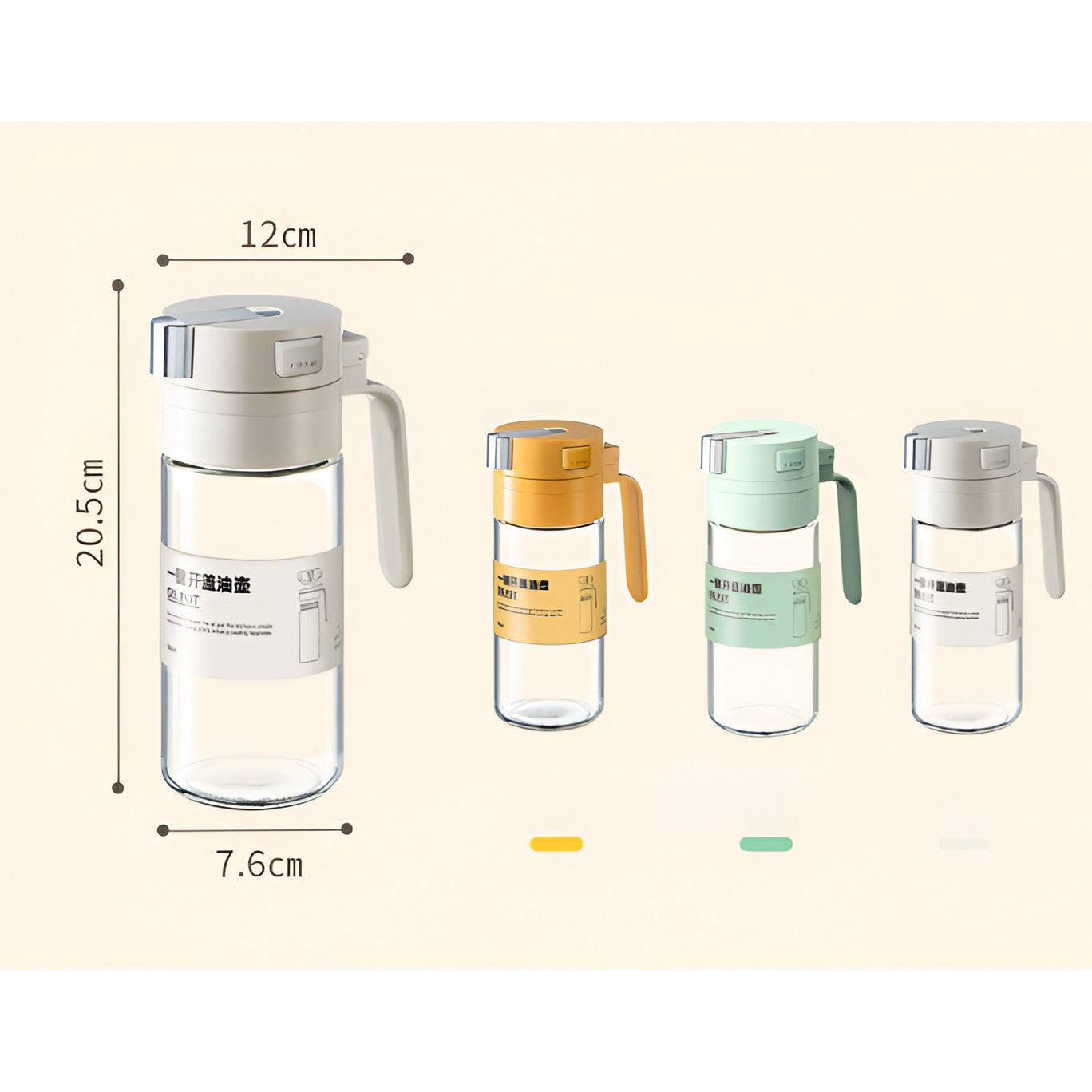 Dispenser pentru Ulei, Deschidere si Inchidere Automata a Rezervorul, cu Inductie Gravitationala, 550 ml, 12x7.6x20.5 cm, Verde