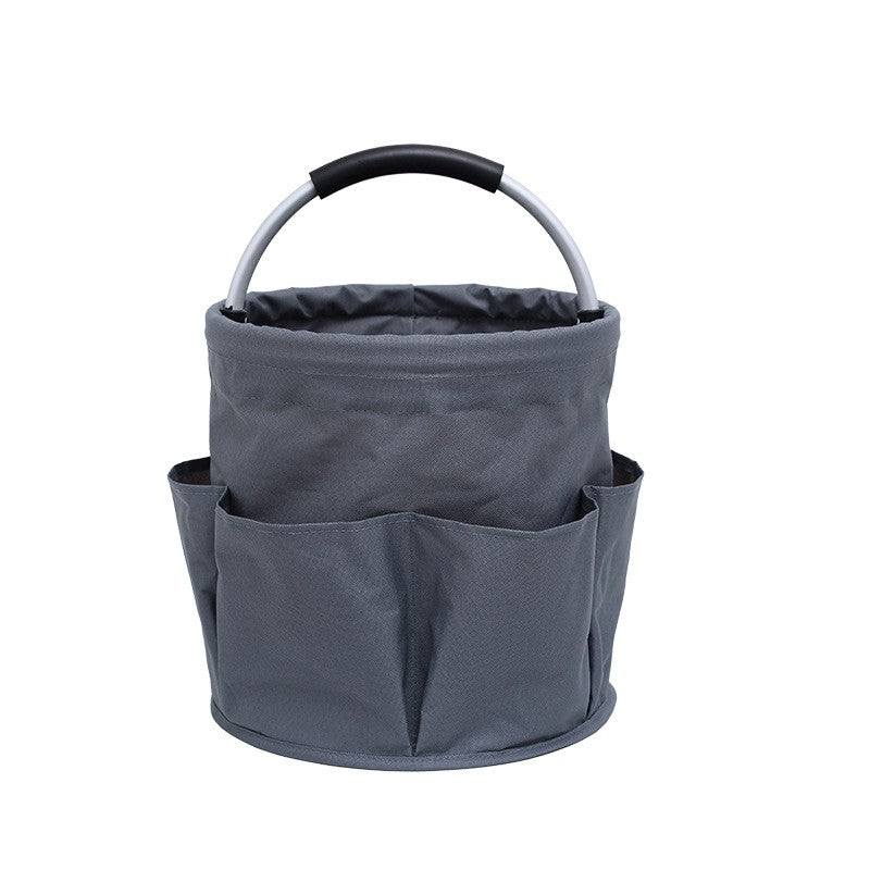 Geanta Cos pentru Scule de 17L, Buzunare Exterioare, Cos de Picnic Portabil, Cos pentru Plaja, Cos pentru Curatenie, din Material Oxford 600 D, 28 x 28 x 28 cm Gri inchis