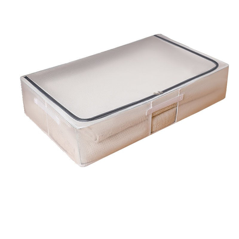 Cutie de Depozitare, pentru Haine, Incaltaminte, din Plasa PVC Impermeabila si Manere Laterale, Pliabila, Fermoar Bidirectional, 80 x 47 x 18 cm, Transparenta