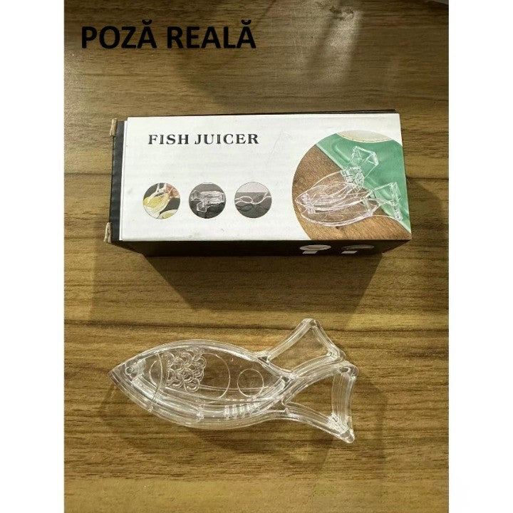 Storcator de Citrice Manual, Rezistente, Usor de Folosit si Depozitat, Durabil, Calitativ, 12x5.2 cm, Model Peste, Transparent