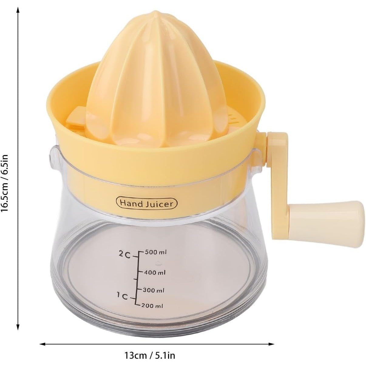 Storcator de Citrice Manual, Rezistente, Usor de Folosit si Depozitat, Durabil, Calitativ, 16.5x13cm, Transparent/ Galben