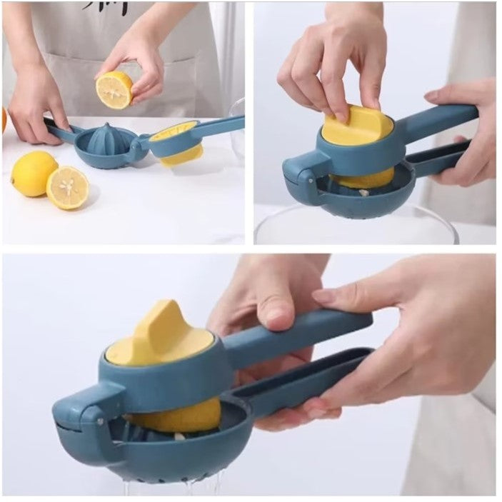 Storcator manual citrice, pentru lamai, portocale, cu actiune dubla, usor de utilizat, material ABS rezistent, 8x10x22 cm, albastru
