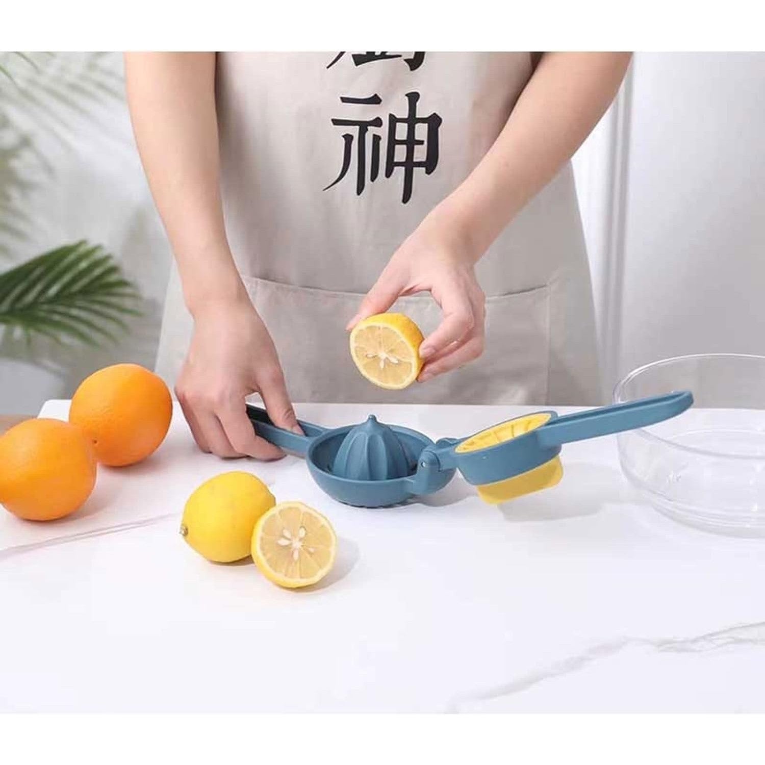 Storcator manual citrice, pentru lamai, portocale, cu actiune dubla, usor de utilizat, material ABS rezistent, 8x10x22 cm, albastru