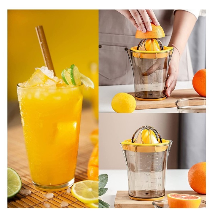 Storcator manual citricie cu recipient de 600 ml, 15x8.5x13.5 cm, material ABS, Transparent