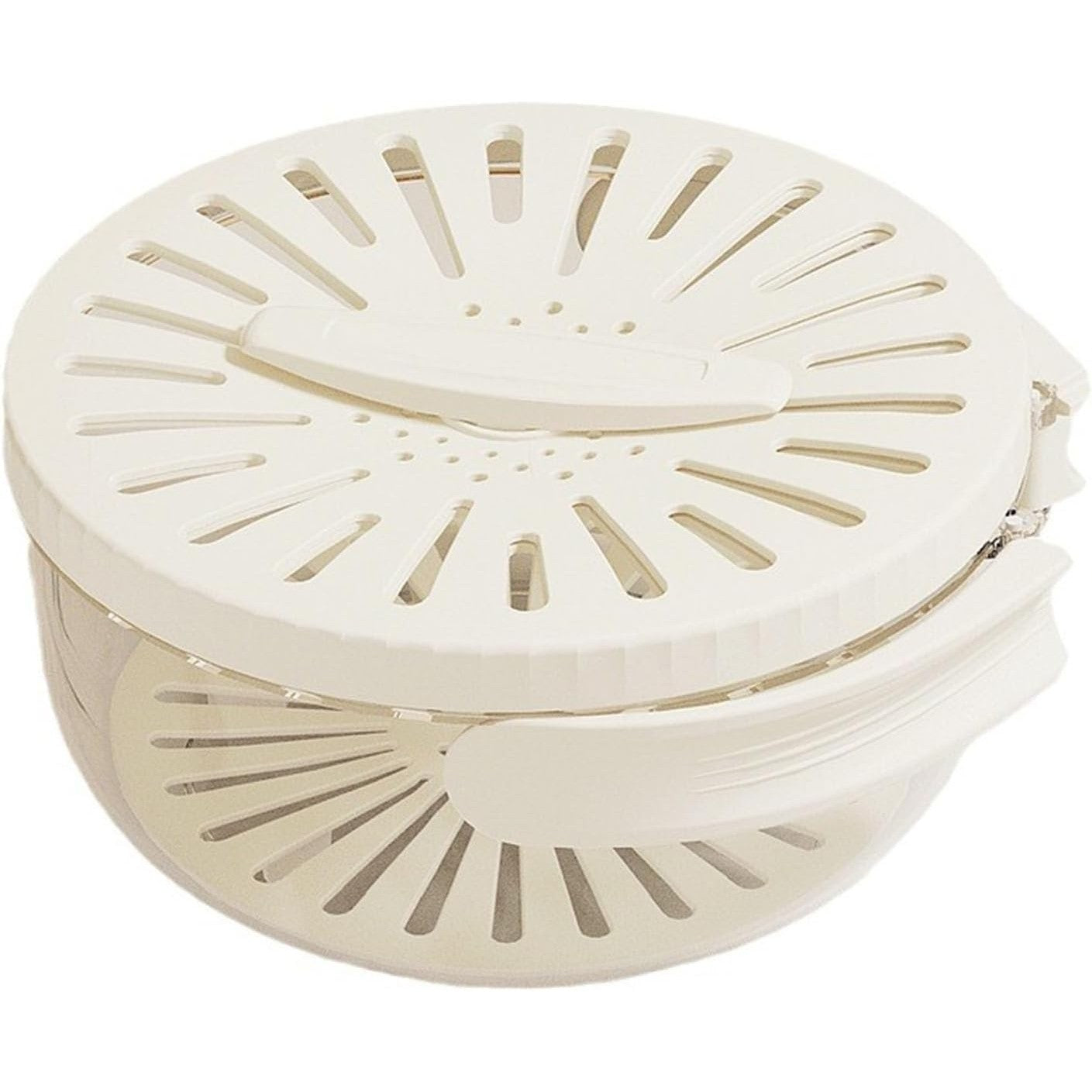 Strecuratoare 2 in 1 pentru Fructe si Legume, Cos de Scurgere si Cutie de Depozitare, 15.5 x 8.3 cm, din PP, cu Maner si Capac, Alb